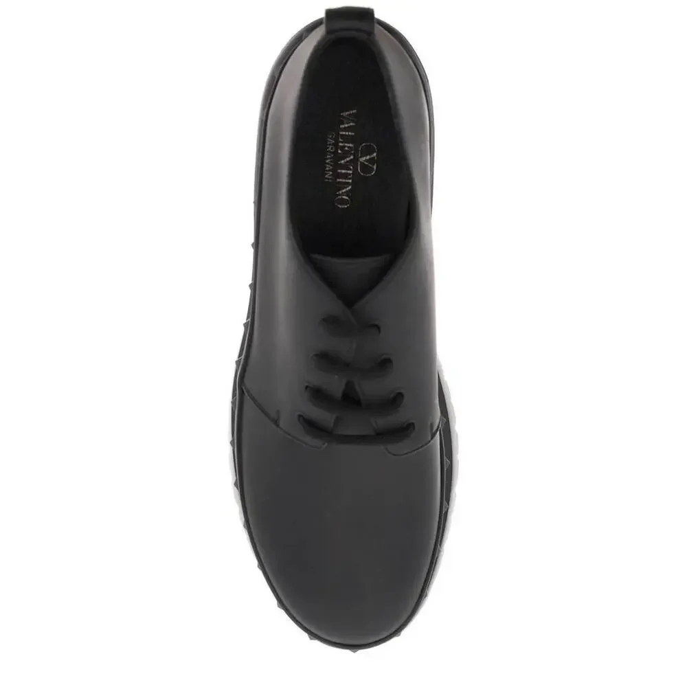 NIB Valentino Garavani Black M-Way Rockstud leather Derby shoes 42